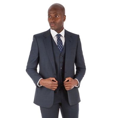 Hammond & Co. by Patrick Grant Navy tonal check 2 button front tailored fit st james suit jacket